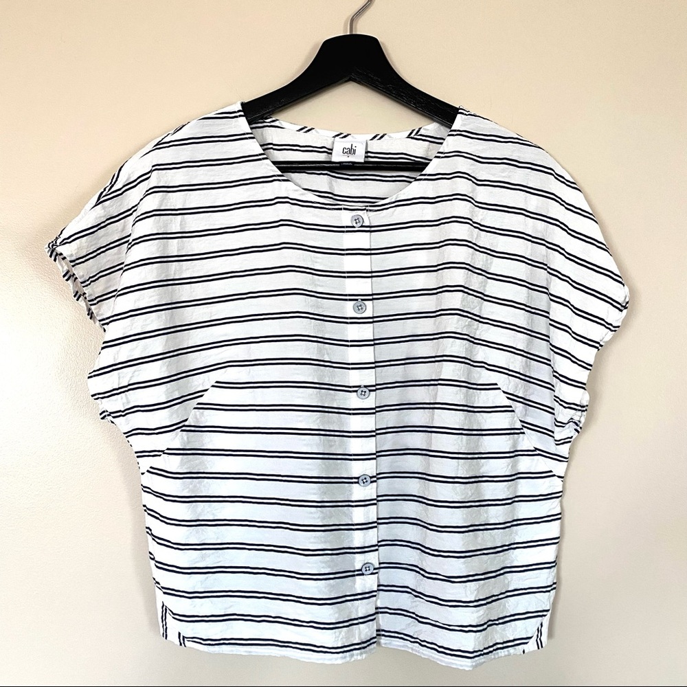 Cabi Striped Crinkle Top